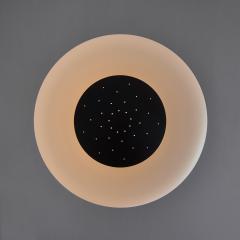 Stilux Milano 1950s Stilux Milano Opaline Glass Perforated Painted Metal Pendant - 4388397