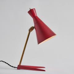 Stilux Milano 1950s Stilux Milano Red Metal Wood Table Lamp - 2633457