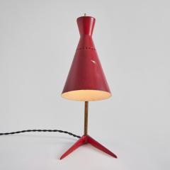 Stilux Milano 1950s Stilux Milano Red Metal Wood Table Lamp - 2633462