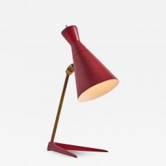 Stilux Milano 1950s Stilux Milano Red Metal Wood Table Lamp - 2640688