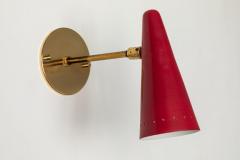 Stilux Milano 1960s Stilux Articulating Red Cone Sconces - 1053515