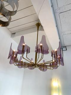 Stilux Milano Brass and Lucite Chandelier by Stilux Milano Italy 1960s - 1689117