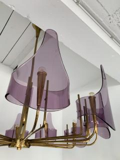 Stilux Milano Brass and Lucite Chandelier by Stilux Milano Italy 1960s - 1689119