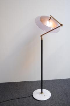 Stilux Milano Italian Modernist Orl ans Brass and Acrylic Adjustable Floor Lamp by Stilux - 3516826
