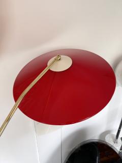 Stilux Milano Mid Century Reading Floor Lamp Brass Red Perspex by Stilux Milano Italy 1950s - 2554789