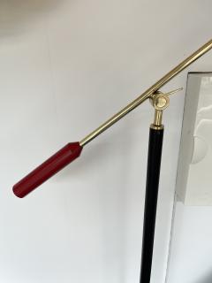 Stilux Milano Mid Century Reading Floor Lamp Brass Red Perspex by Stilux Milano Italy 1950s - 2554795
