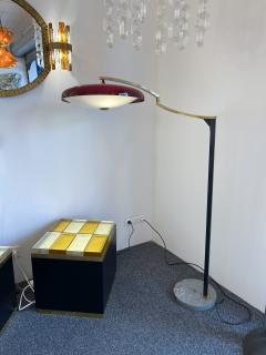 Stilux Milano Mid Century Reading Floor Lamp Brass Red Perspex by Stilux Milano Italy 1950s - 2746818