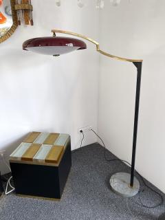 Stilux Milano Mid Century Reading Floor Lamp Brass Red Perspex by Stilux Milano Italy 1950s - 2746819
