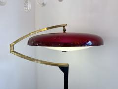 Stilux Milano Mid Century Reading Floor Lamp Brass Red Perspex by Stilux Milano Italy 1950s - 2746825