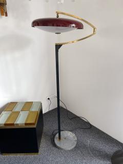 Stilux Milano Mid Century Reading Floor Lamp Brass Red Perspex by Stilux Milano Italy 1950s - 2746826