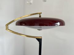 Stilux Milano Mid Century Reading Floor Lamp Brass Red Perspex by Stilux Milano Italy 1950s - 2746827
