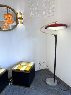 Stilux Milano Mid Century Reading Floor Lamp Brass Red Perspex by Stilux Milano Italy 1950s - 2746829