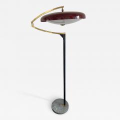 Stilux Milano Mid Century Reading Floor Lamp Brass Red Perspex by Stilux Milano Italy 1950s - 2749765