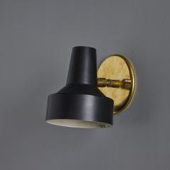 Stilux Milano Pair of 1960s Stilux Milano Black Painted Metal Brass Articulating Sconces - 3829320