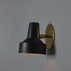 Stilux Milano Pair of 1960s Stilux Milano Black Painted Metal Brass Articulating Sconces - 3829323