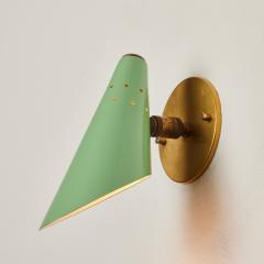 Stilux Milano Pair of 1960s Stilux Milano Perforated Green Brass Articulating Sconces - 2967137