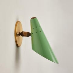 Stilux Milano Pair of 1960s Stilux Milano Perforated Green Brass Articulating Sconces - 2967139