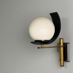 Stilux Milano Stilux Attr Italian Mid Century Modern Dome Wall Sconce Brass Iron Glass - 3852650