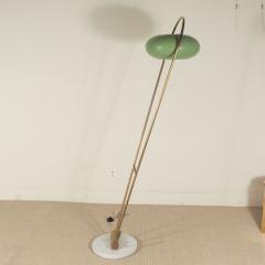 Stilux Milano Stilux Brass Floor Lamp with Green Tole Shade Marble Base - 458205