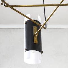 Stilux Milano Stilux Chandelier with 3 diffusers in brass metal and glass 50s - 3020549