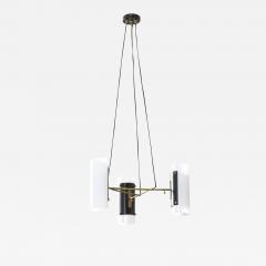 Stilux Milano Stilux Chandelier with 3 diffusers in brass metal and glass 50s - 3021212