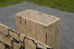 Stone International 1980s Postmodern Italian Mixed Marble Inlay Travertine Console Table - 4302369