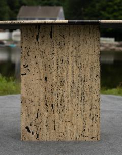 Stone International 1980s Postmodern Italian Mixed Marble Inlay Travertine Console Table - 4302388