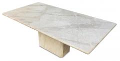 Stone International Italian Post Modern Polished Beige or Cream Large Marble Pedestal Dining Table - 2779451