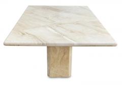 Stone International Italian Post Modern Polished Beige or Cream Large Marble Pedestal Dining Table - 2779453