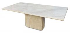 Stone International Italian Post Modern Polished Beige or Cream Large Marble Pedestal Dining Table - 2779463
