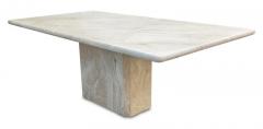 Stone International Italian Post Modern Polished Beige or Cream Large Marble Pedestal Dining Table - 2779464