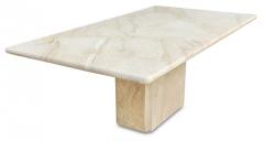 Stone International Italian Post Modern Polished Beige or Cream Large Marble Pedestal Dining Table - 2779465