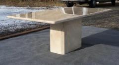 Stone International Italian Post Modern Polished Beige or Cream Marble Pedestal Dining Table C I M - 3947335