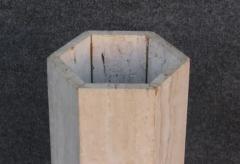 Stone International Italian Post Modern Tall Narrow Travertine Hexagonal Pedestal Circa 1960s - 3427848