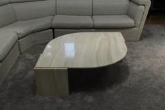 Stone International Italian Postmodern Eye or Teardrop Shaped Travertine Marble Coffee Table 1980s - 3639380