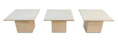 Stone International Italian Travertine Marble Pair Side Tables One Side Table or Coffee Table MCM - 3009831