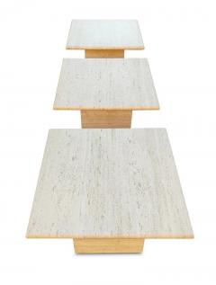 Stone International Italian Travertine Marble Pair Side Tables One Side Table or Coffee Table MCM - 3009860