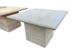 Stone International Italian Travertine Marble Pair Side Tables One Side Table or Coffee Table MCM - 3009864