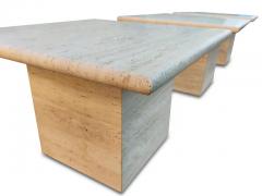 Stone International Italian Travertine Marble Pair Side Tables One Side Table or Coffee Table MCM - 3009889