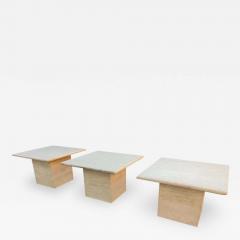 Stone International Italian Travertine Marble Pair Side Tables One Side Table or Coffee Table MCM - 3012297