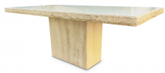 Stone International Large Italian Marble Travertine Dining Table Desk Polished Chip Carved Top - 3059712