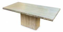 Stone International Large Italian Marble Travertine Dining Table Desk Polished Chip Carved Top - 3059738