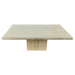 Stone International Large Italian Marble Travertine Dining Table Desk Polished Chip Carved Top - 3059746