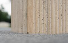 Stone International Pair Vintage Italian Stone International Tall Fluted Travertine Marble Pedestals - 4302379