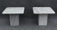 Stone International Pair of Italian Side Tables in White Marble With Grey Veining 1970s - 3605336