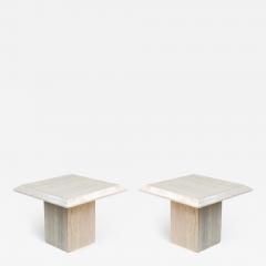 Stone International Pair of Stone International Side Tables Travertine Marble Made in Italy - 3620051