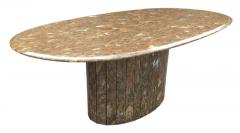 Stone International Post Modern Italian Oval Top Pedestal Base Crystal Alabaster Marble Dining Table - 2779448