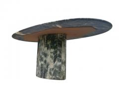 Stone International Superb 1980s Italian Gray White Exotic Marble Table Oval Top Segment Base - 2618292