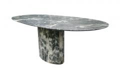 Stone International Superb 1980s Italian Gray White Exotic Marble Table Oval Top Segment Base - 2618296