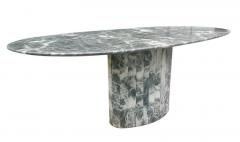 Stone International Superb 1980s Italian Gray White Exotic Marble Table Oval Top Segment Base - 2618297